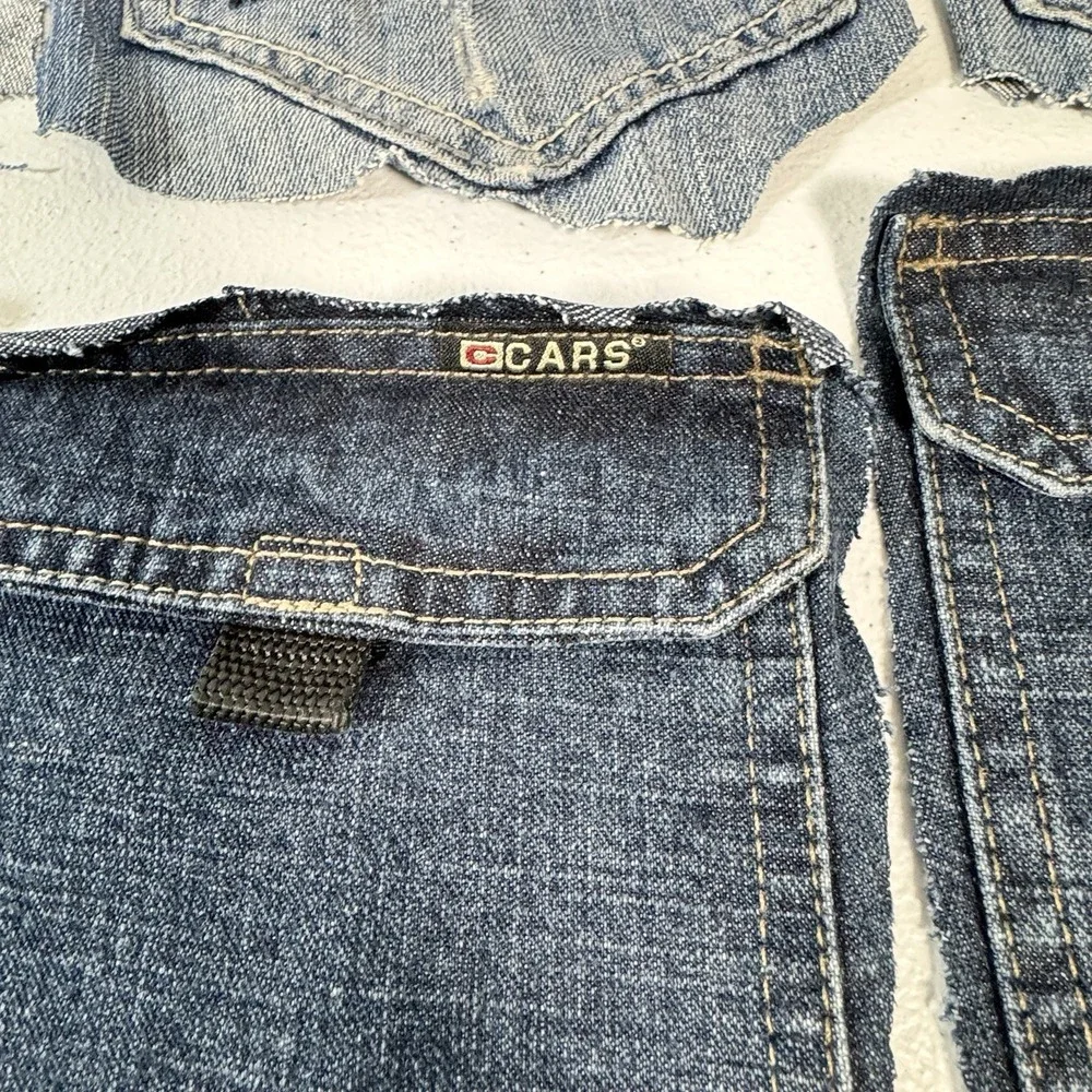 7 Denim Jean Flap Back Pockets Embroidered Quilting Sewing Crafts Upcycle